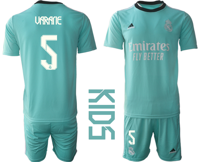 Youth 2021-2022 Club Real Madrid Second away blue #5 Soccer Jersey->youth soccer jersey->Youth Jersey